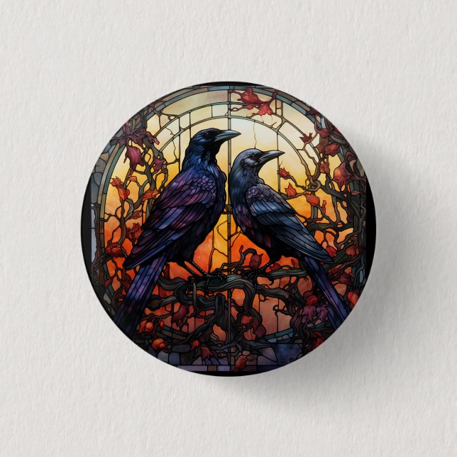 Festgelegte Glass Ravens Button (Vorderseite)