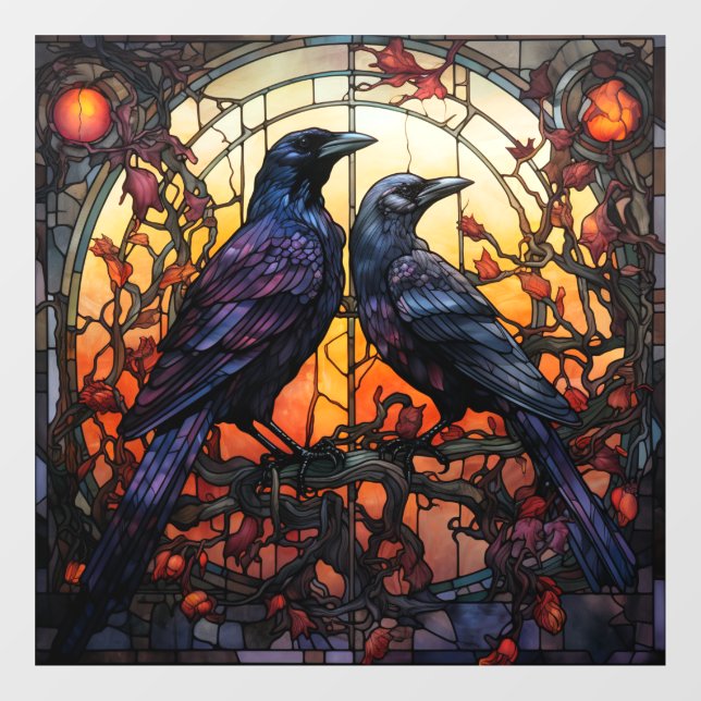 Festgelegte Glass Ravens Fensteraufkleber (Blatt)