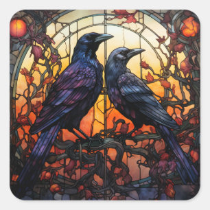 Festgelegte Glass Ravens Quadratischer Aufkleber