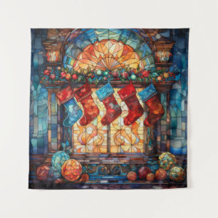 Festgelegte Weihnachtsgläser-Strümpfe Tapestry Wandteppich