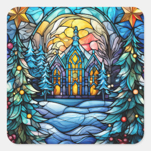 Festgelegte Weihnachtskleber aus Glas Quadratischer Aufkleber