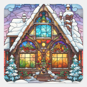 Festgelegte Weihnachtskleber aus Glas Quadratischer Aufkleber