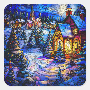 Festgelegte Weihnachtskleber aus Glas Quadratischer Aufkleber