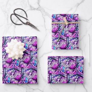 Festgelegter Glass Window Christmas Angel Geschenkpapier Set