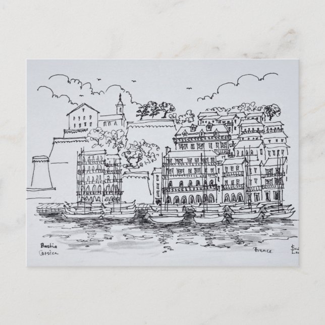 Festgelegter Hafen von Bastia, Korsika, Frankreich Postkarte (Vorderseite)