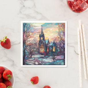 Festgelegtes Glas Kirche Papier Napkins Serviette
