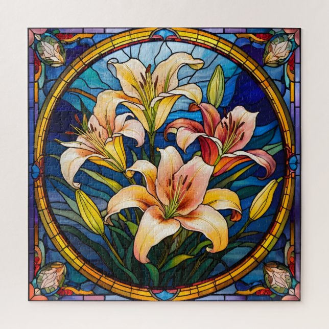 Festgelegtes Glas Lilies Puzzle (Vertikal)