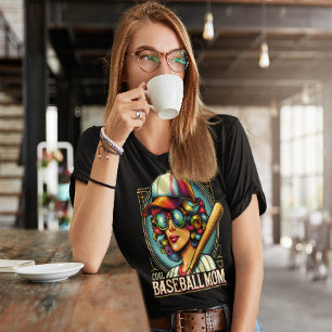 Festgestellte Frau mit Power: Beste Baseball-Mama T-Shirt