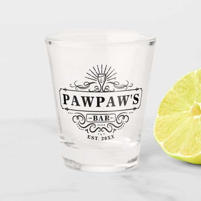 Festgestelltes Glas aus dem Bar von Custom Pawpaw (Vorderseite)