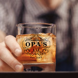 Festgestelltes Glas im Bar des Opa nach Maß<br><div class="desc">Geschenke einen besonderen Großvater mit diesem phantastischen, maßgeschneiderten Glas für den Vatertag oder den Großeltertag. Eine tolle Ergänzung zum Zuhause-Bar-Setup eines cocktail liebenden Großvaters mit "Opas Bar" und dem Jahr, das auf einem Vintagen Bar-Logo basiert. Alle Texte sind anpassbar; schalten Sie den Spitznamen ein oder tauschen Sie die Bar für...</div>
