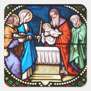 Festgestelltes Glas Jesus Christus Weihnachtsaufkl Quadratischer Aufkleber