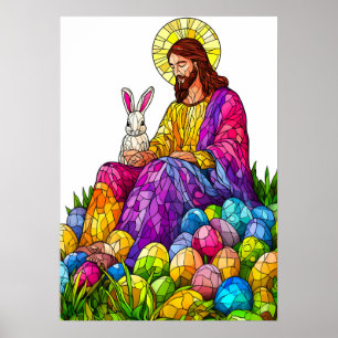 Festgestelltes Glas Jesus Ostereier Poster