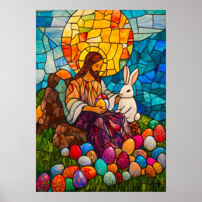 Festgestelltes Glas Jesus Ostereier Poster (Vorne)