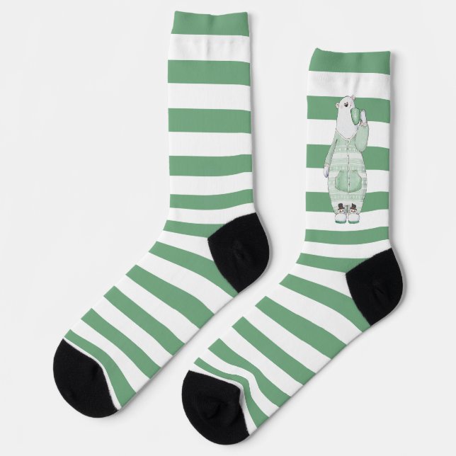 Festgestreifte Polar-Bärensocken Socken (Linkes Detail)
