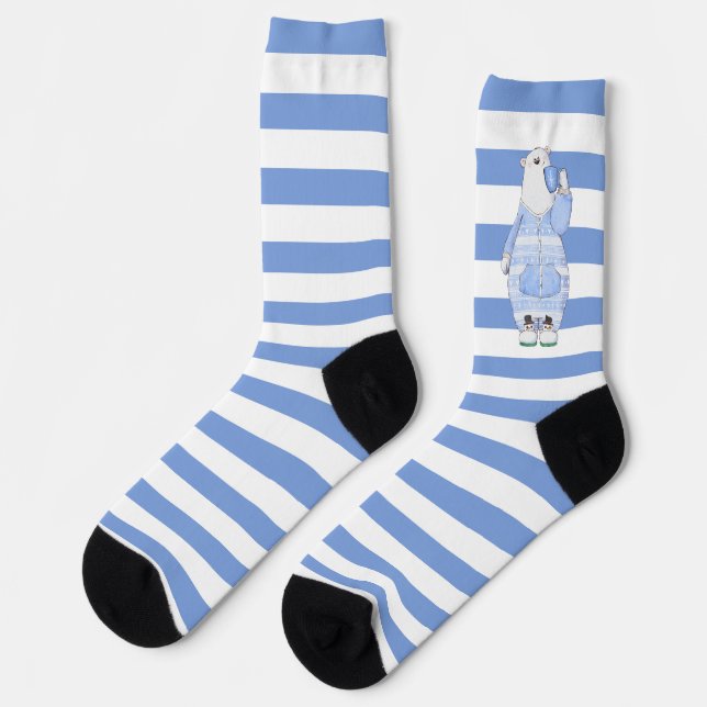 Festgestreifte Polar-Bärensocken Socken (Linkes Detail)