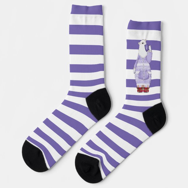 Festgestreifte Polar-Bärensocken Socken (Linkes Detail)