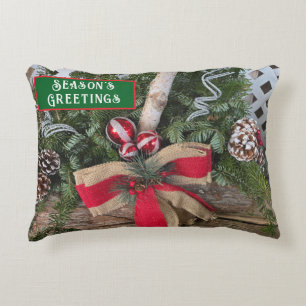 Festgrüße Yule Log Grünzeug Ornamente Dekokissen