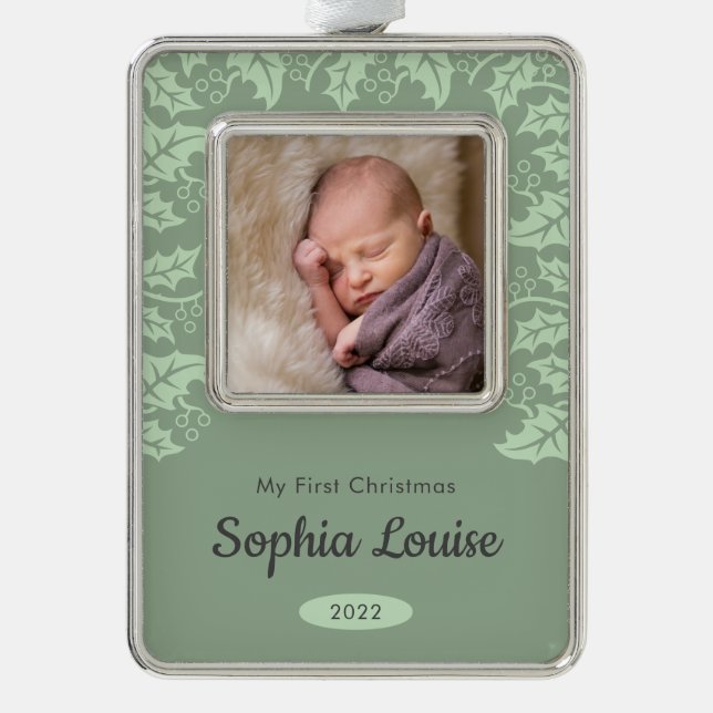 Festheilige| Mein erstes Weihnachtsfest-Foto Rahmen-Ornament Silber (Vorderseite)