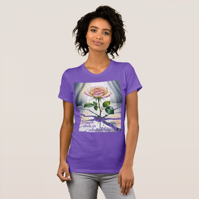 Festigkeitsangabe Wasserfarben-Rose T-Shirt (Vorne ganz)