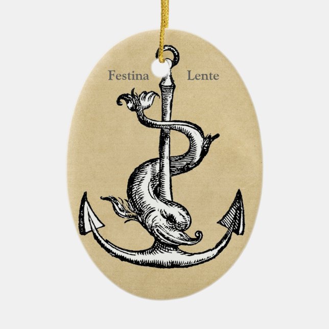 Festina Lente - Eile langsam machen Keramikornament (Vorne)