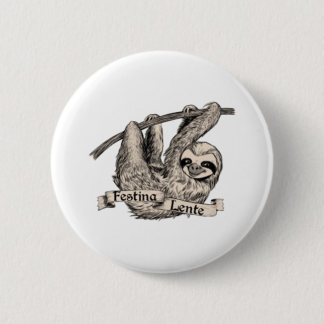 Festina Lente Three Toed Sloth Button (Vorderseite)