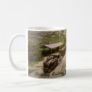 Festinog Bahnhof Wales 1900 Vintager Bahnhof Kaffeetasse