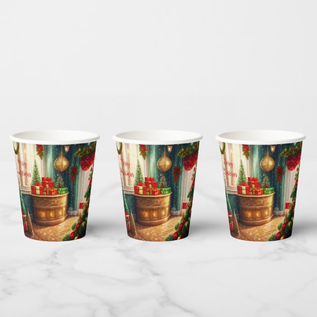 Festisch dekoriertes Zimmer, traditionelle Weihnac Pappbecher (Multi)