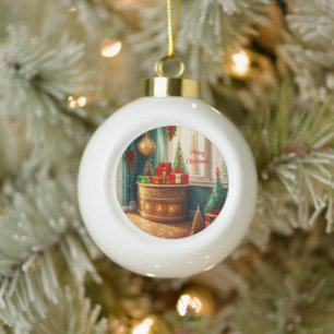 Festisch dekoriertes Zimmer, traditionelles Weihna Keramik Kugel-Ornament