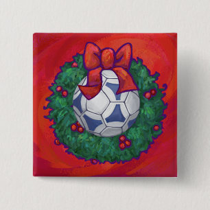 Festitiv Futbal in Wreath on Red Button