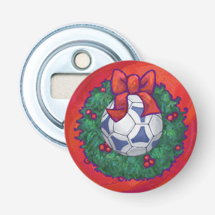 Festitiv Futbal in Wreath on Red Flaschenöffner