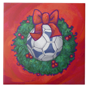 Festitiv Futbal in Wreath on Red Fliese
