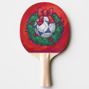 Festitiv Futbal in Wreath on Red Tischtennis Schläger