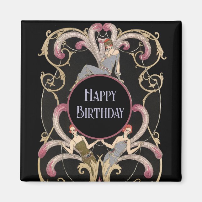 Festival Art Deco Geburtstag Magnet (Vorne)
