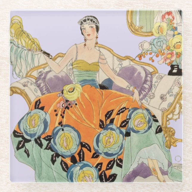 Festival Art Deco Lady Glasuntersetzer (Vorderseite)