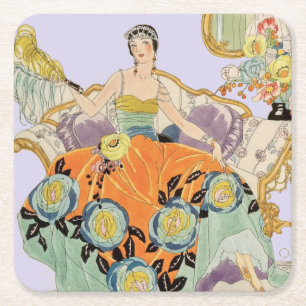 Festival Art Deco Lady Rechteckiger Pappuntersetzer