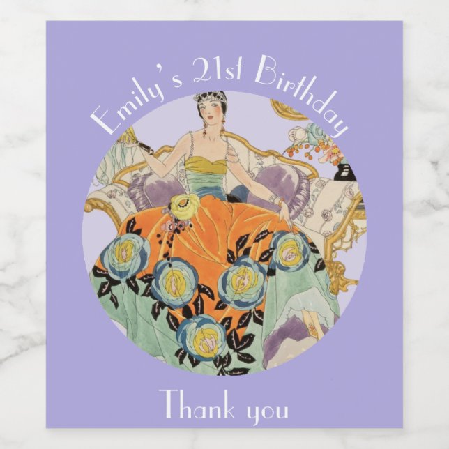 Festival Art Deco Lady Weinetikett (Einzelnes Label)