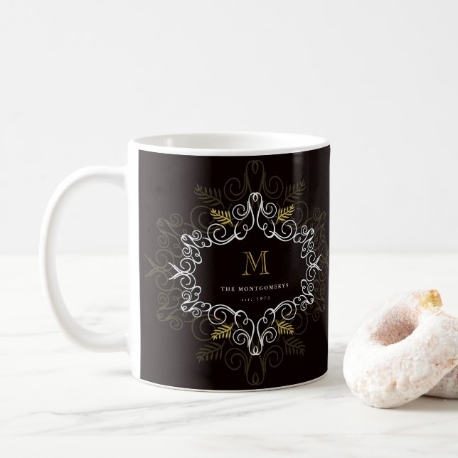 Festival Art Deco Monogram Vintag Holiday Kaffeetasse (Mit Donut)