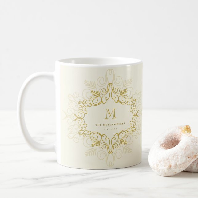 Festival Art Deco Monogram Vintag Holiday Kaffeetasse (Mit Donut)