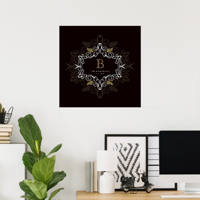 Festival Art Deco Monogram Vintag Holiday Poster (Heimbüro)