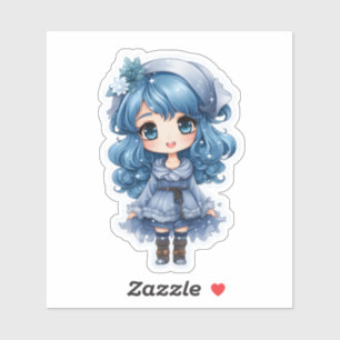 Festival Blue Character Spreading Christmas Cheer Aufkleber