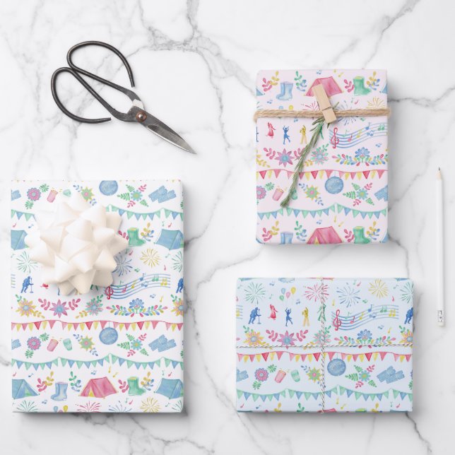 Festival Camping On Pastel Geschenkpapier Set (Vorderseite)