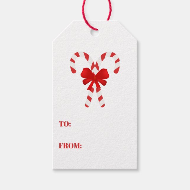 Festival Candy Cane Strip Christmas Red White Geschenkanhänger (Vorderseite)