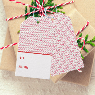 Festival Candy Cane Strip Christmas Red White Geschenkanhänger