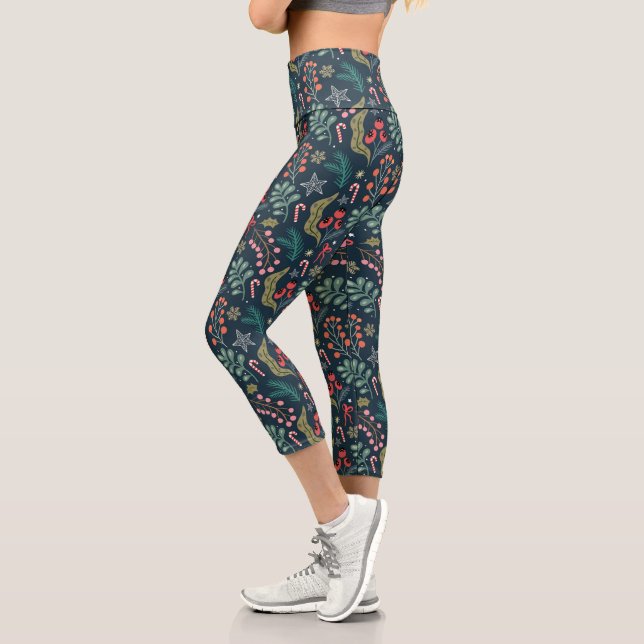 Festival Candy Cane und Holly Pattern Capri Leggings (Links)