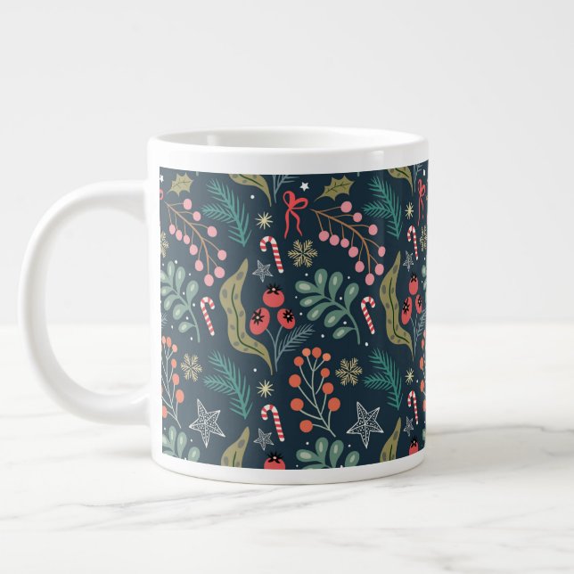 Festival Candy Cane und Holly Pattern Jumbo-Tasse (Links)