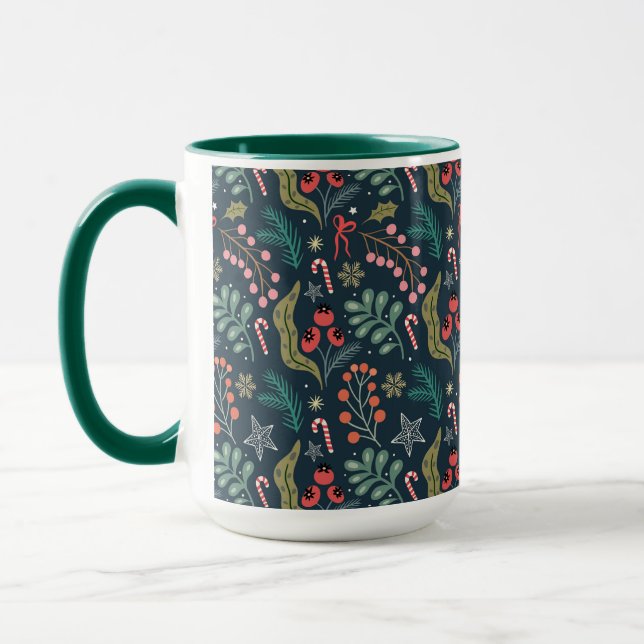 Festival Candy Cane und Holly Pattern Tasse (Links)