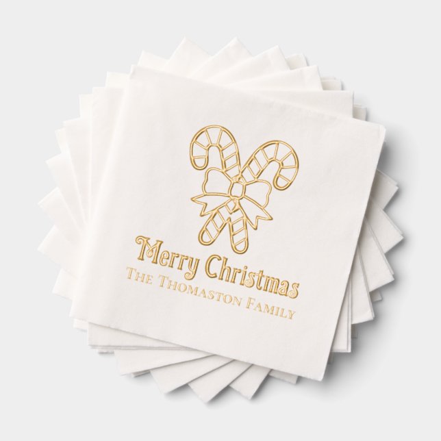 Festival Candy Canes Frohe Weihnachtsnamen Servietten Mit Folie (Insitu (Gestapelt))