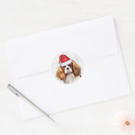 Festival Cavalier Spaniel Dog Woof Art Weihnachten Runder Aufkleber