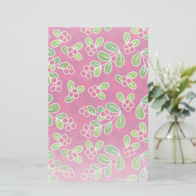 Festival Cranberry Foliage Muster, Fuchsia Briefpapier (Stehend Vorderseite)