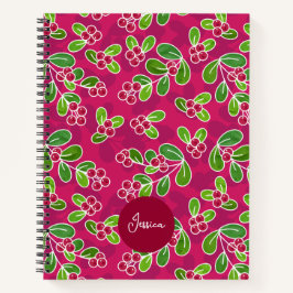 Festival Cranberry Foliage Muster, Fuchsia Notizbuch